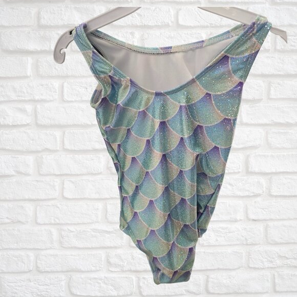 Mermaid Dance Costume (Child Medium) – Sea Blue Iridescent Leotard with Tuti - Picture 3 of 8